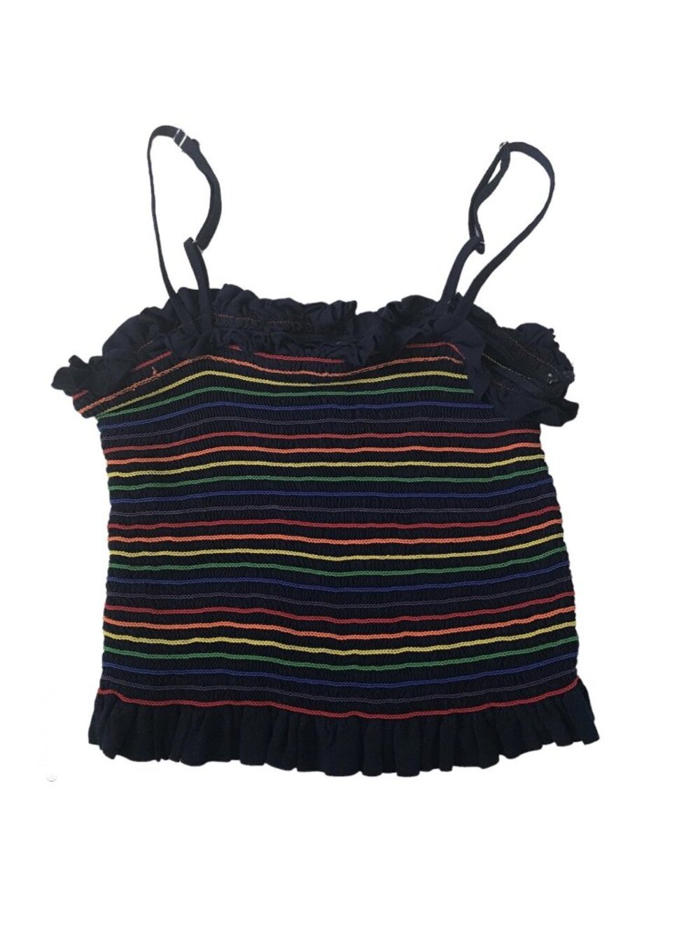Rainbow Tube Top Smocked Cami Ruffle Festival Ocean Drive Large Resort Wear